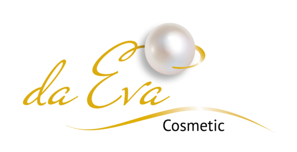 da Eva Cosmetic – Original-Logo mit goldener Schrift und Perle
